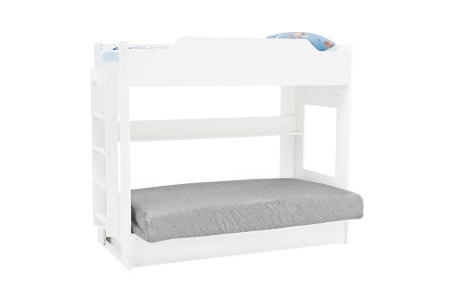 Двухъярусная кровать с диван-кроватью серый / белый