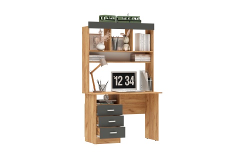 Стол Мартина с надстройкой графит / дуб крафт