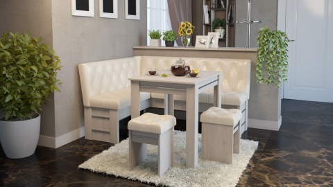 Кухонный уголок «Памела» Дуб Пикард/Кожзам Светлый