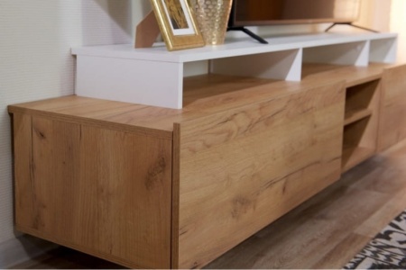 Стенка Нева-2 Дуб Крафт Золотой/Белый